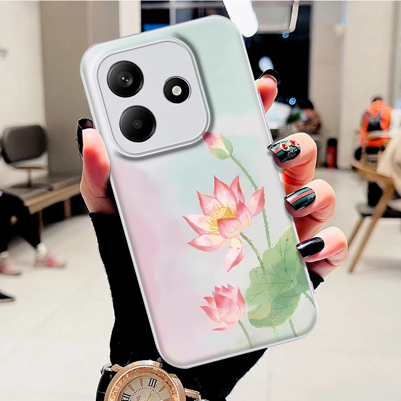 适用红米Note14水凝壳Note14pro+手机壳好运莲花时尚新款防刮防摔