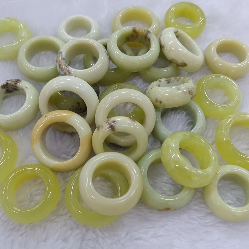 一物一图  天然岫玉戒指 辽阳料草花胖戒 可盘可养可透10