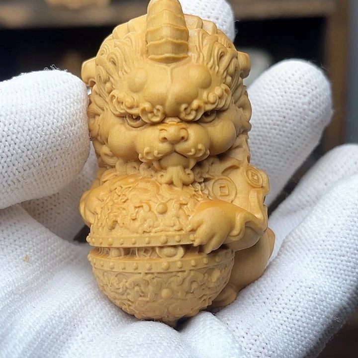 木黄杨木貔貅手把件绳子六公分