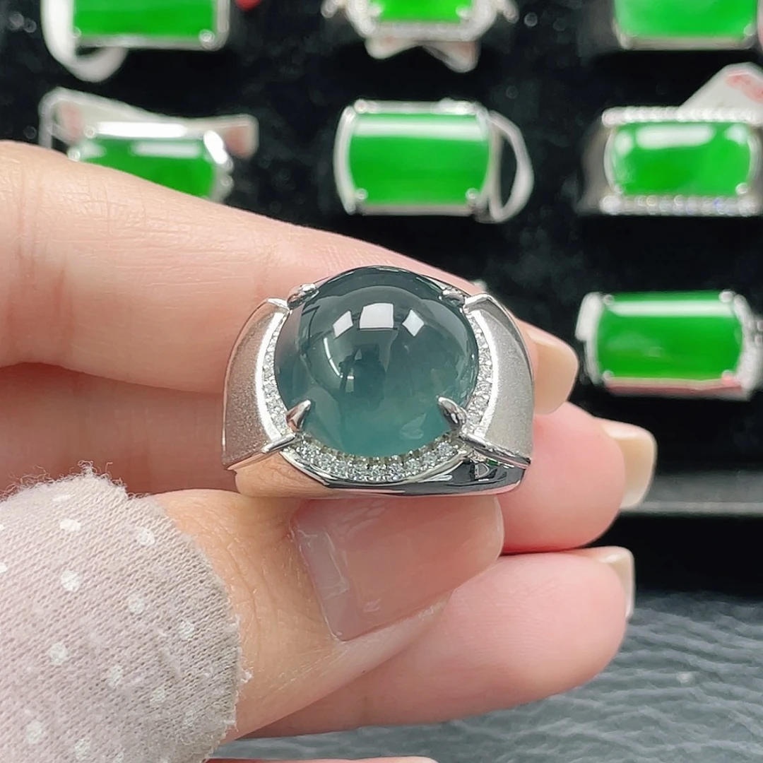翡翠银S925镶嵌戒指天然A货翡翠没运费险3900