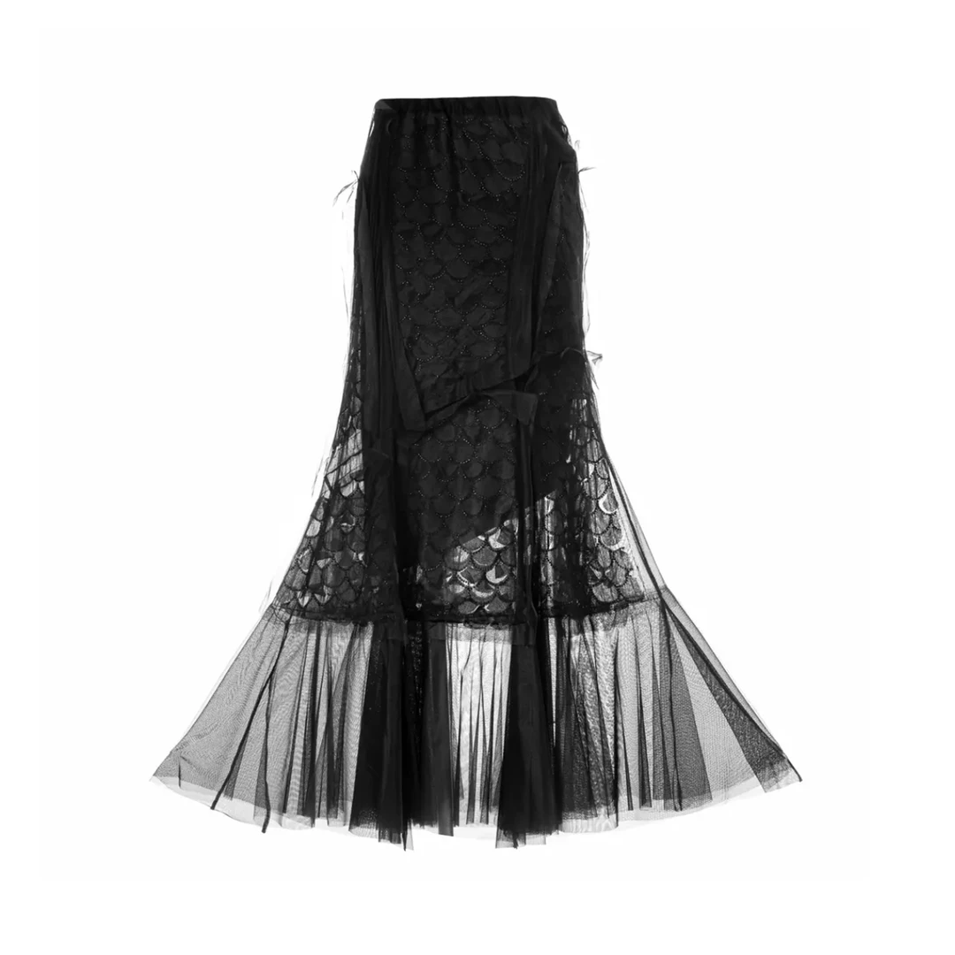 设计师秀场时尚高腰钉珠显瘦鱼尾裙半身裙 【龙鲛舞】 X2316  F