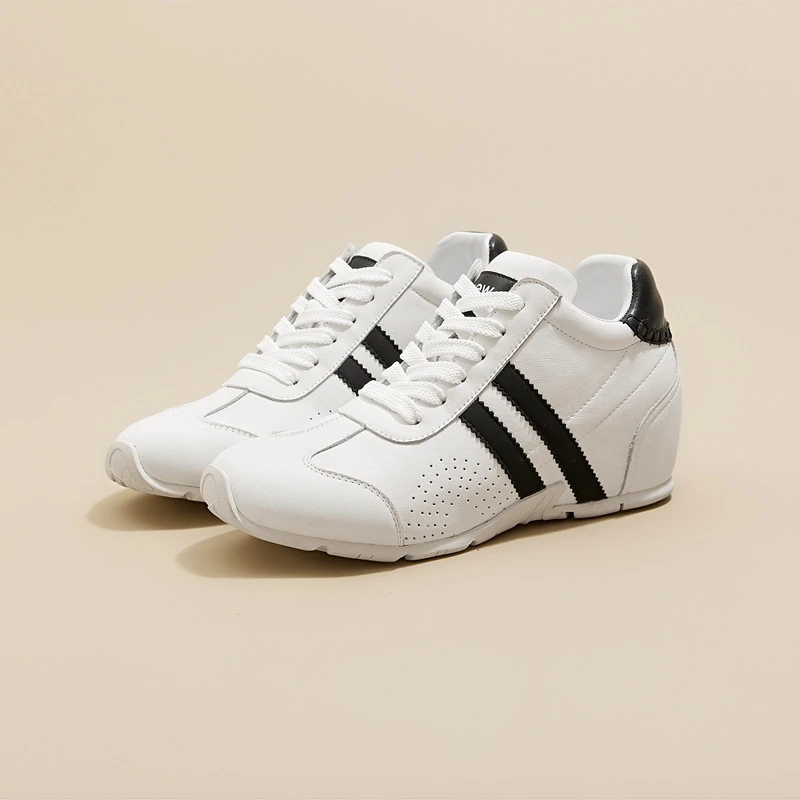 内增高阿甘鞋女2025春季新款百搭小白鞋厚底德训鞋休闲跑步运动鞋