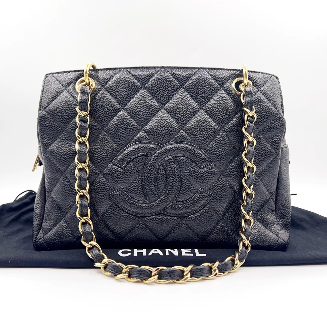 99新 Chanel/香奈儿 ppt托特包小号 黑金荔枝纹 9431