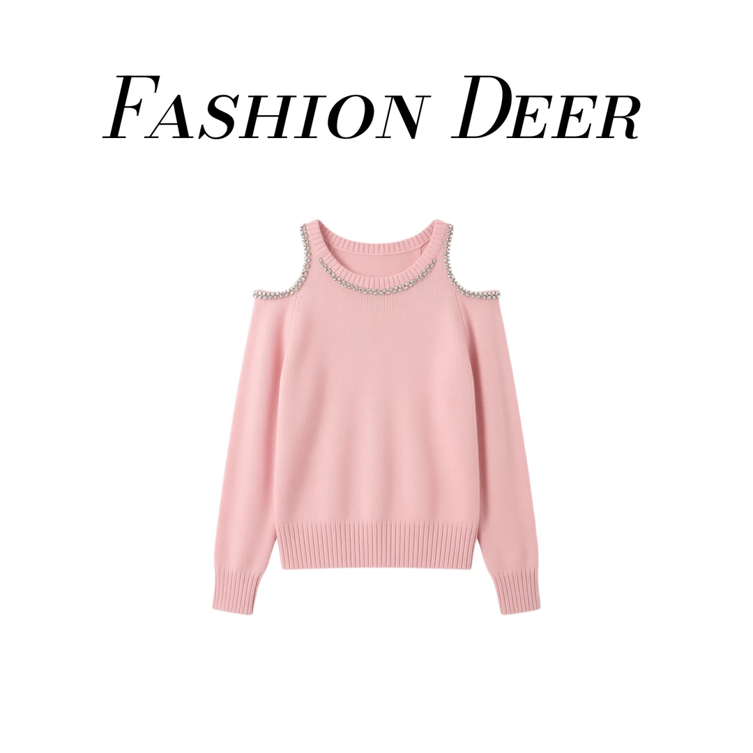 法式温柔风巨好看的露肩针织衫小个子减龄漂亮独特长袖上衣25冬季