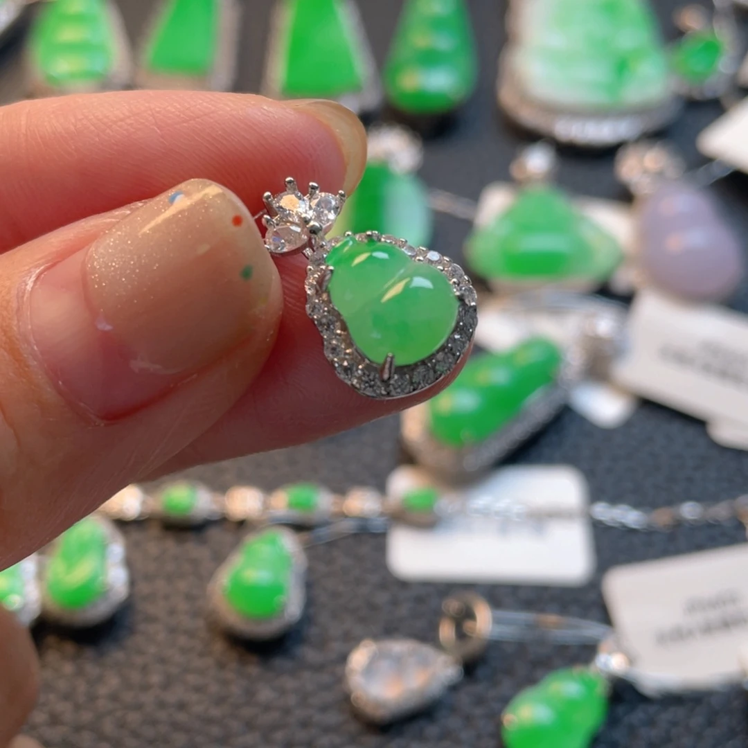 翡翠银S925镶嵌吊坠(不含链)