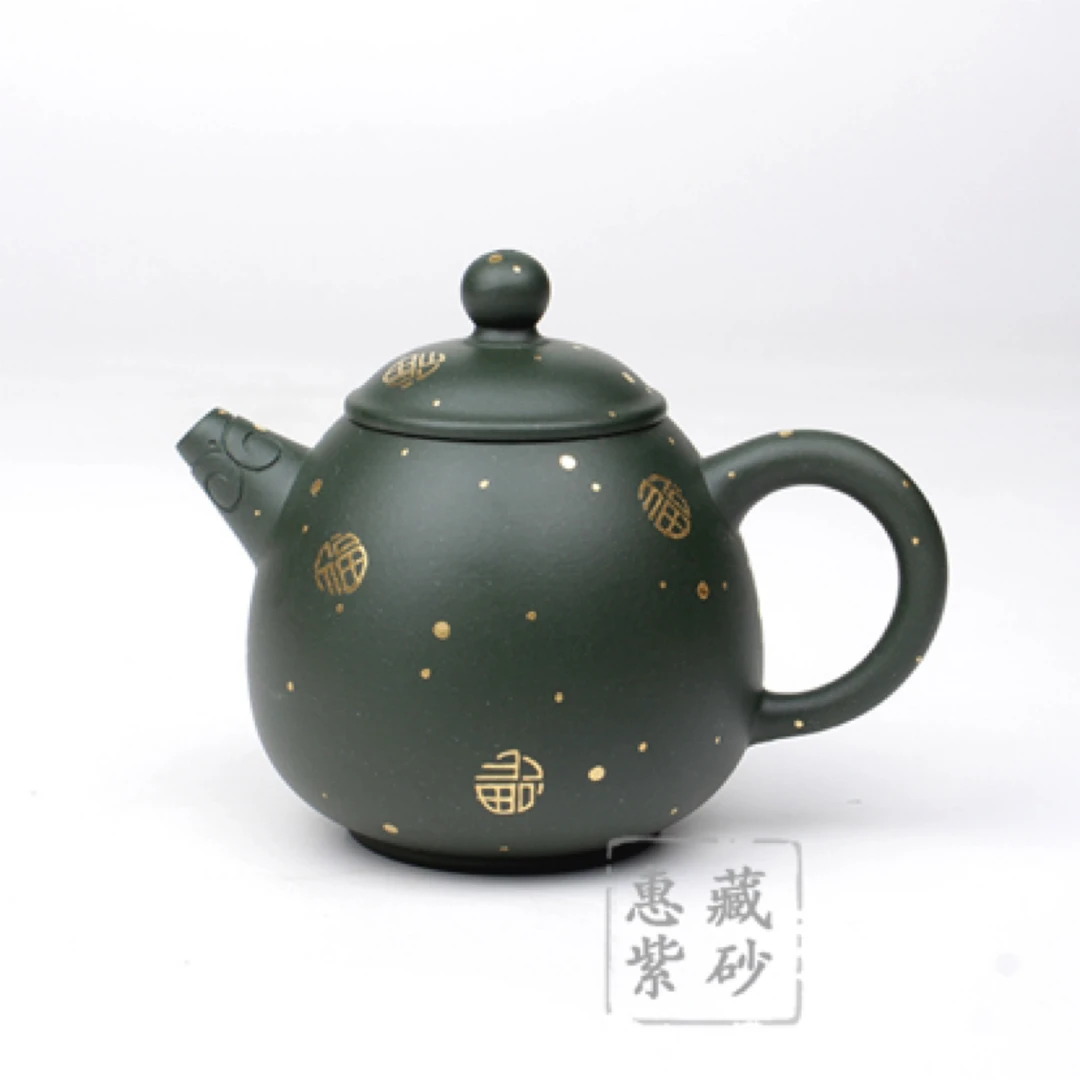 惠藏紫砂廖江玲紫砂全手工龙旦130cc原矿墨绿泥