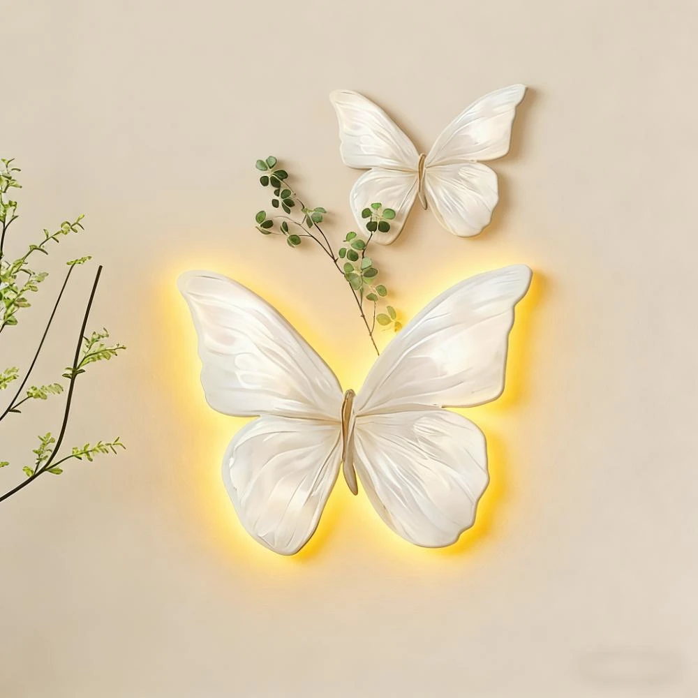 法式奶油风蝴蝶餐厅装饰画壁灯平面走廊客厅墙面挂件玄关装饰画