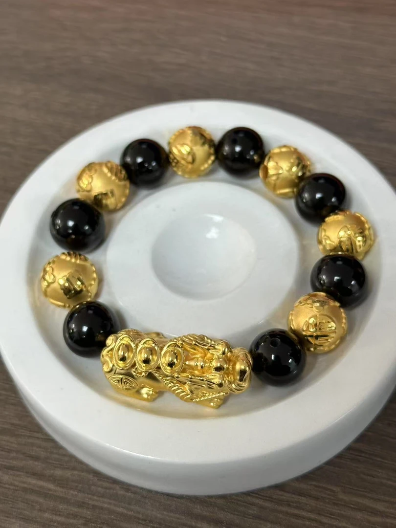 【足金999】卡12转运珠+黄金貔貅