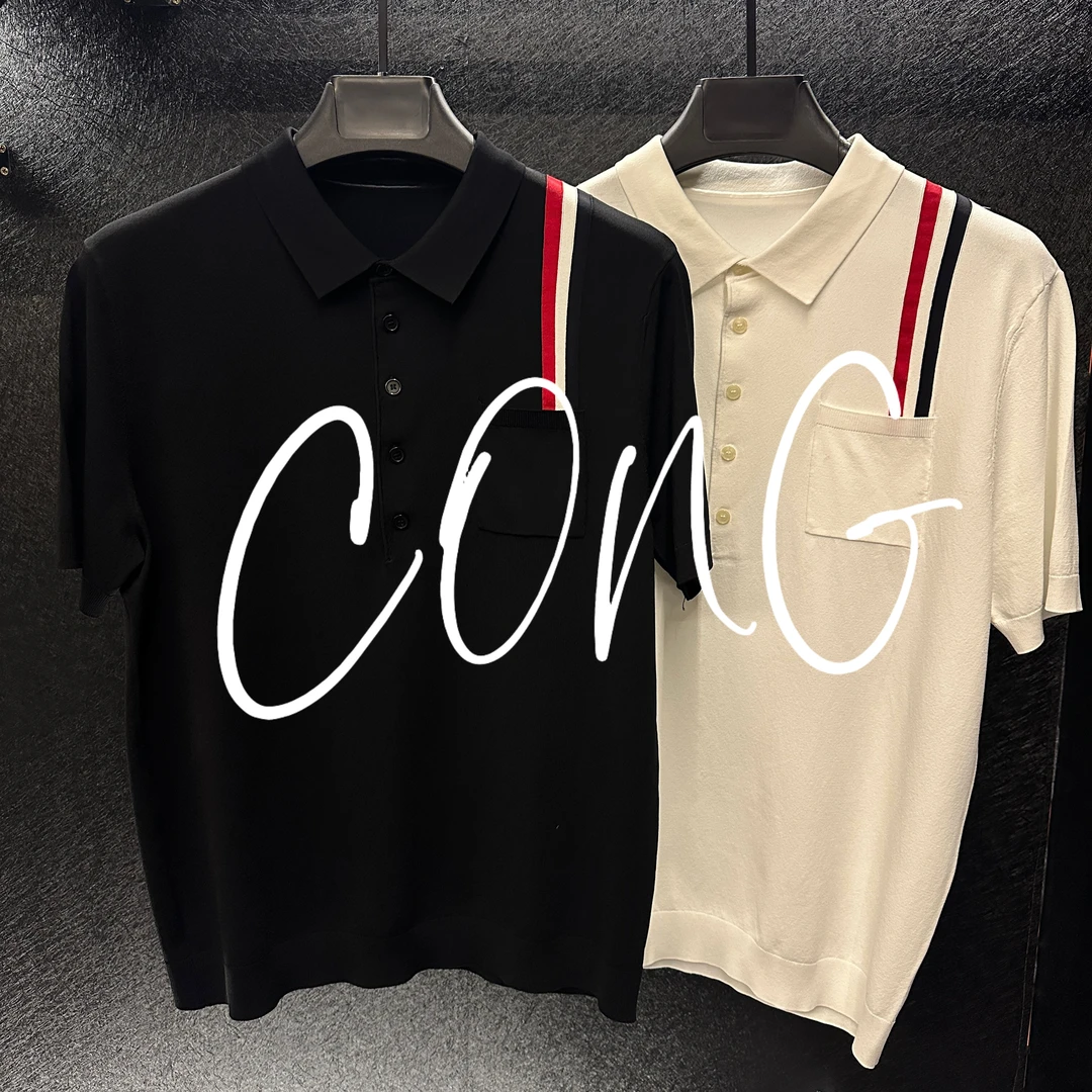 《CONG专属》男士新品时尚净版彩虹条POLO衫