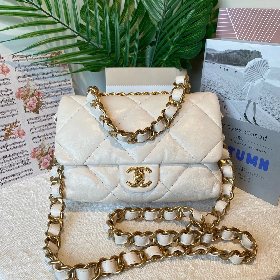 99新 Chanel/香奈儿 22B枕头包白金 芯片款 公价43600