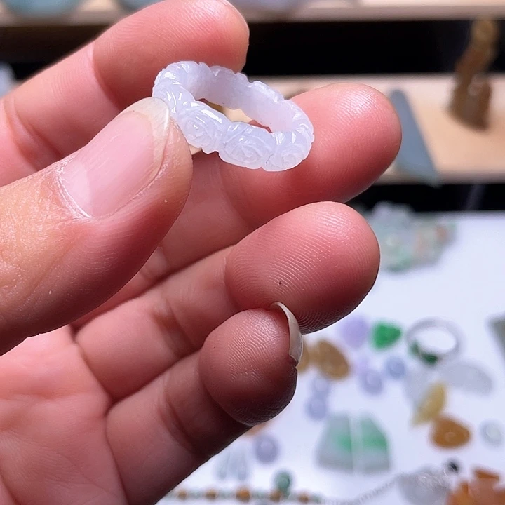 定制翡翠未镶嵌玫瑰花戒圈