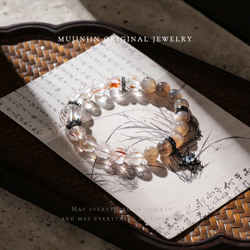 【木槿槿】天然黑金超水晶手串女款原创设计款时尚手链手饰NX2461