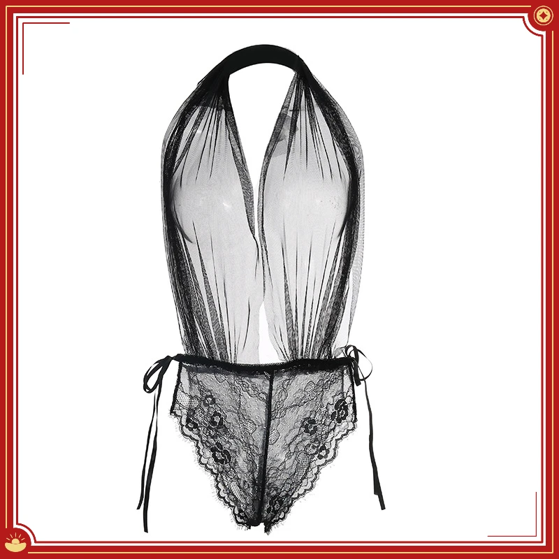 成人情调性感蕾丝镂空连体衣诱惑露背交叉绑带睡衣趣味内衣女