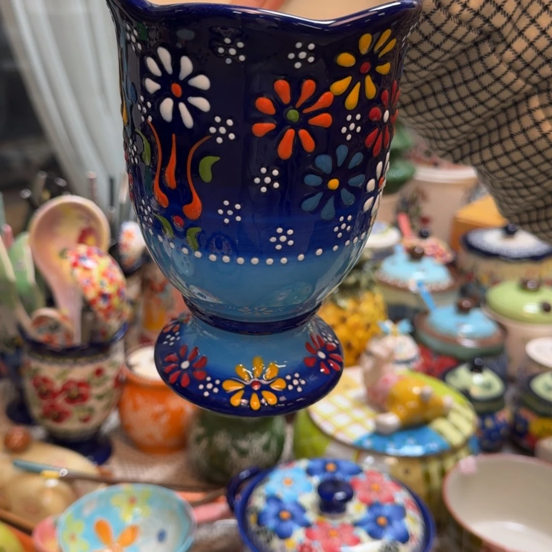 瓷片曈蓝贵堆料筷子桶1只