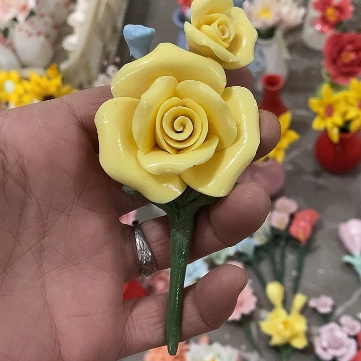 瓷片纯手工陶瓷花摆件