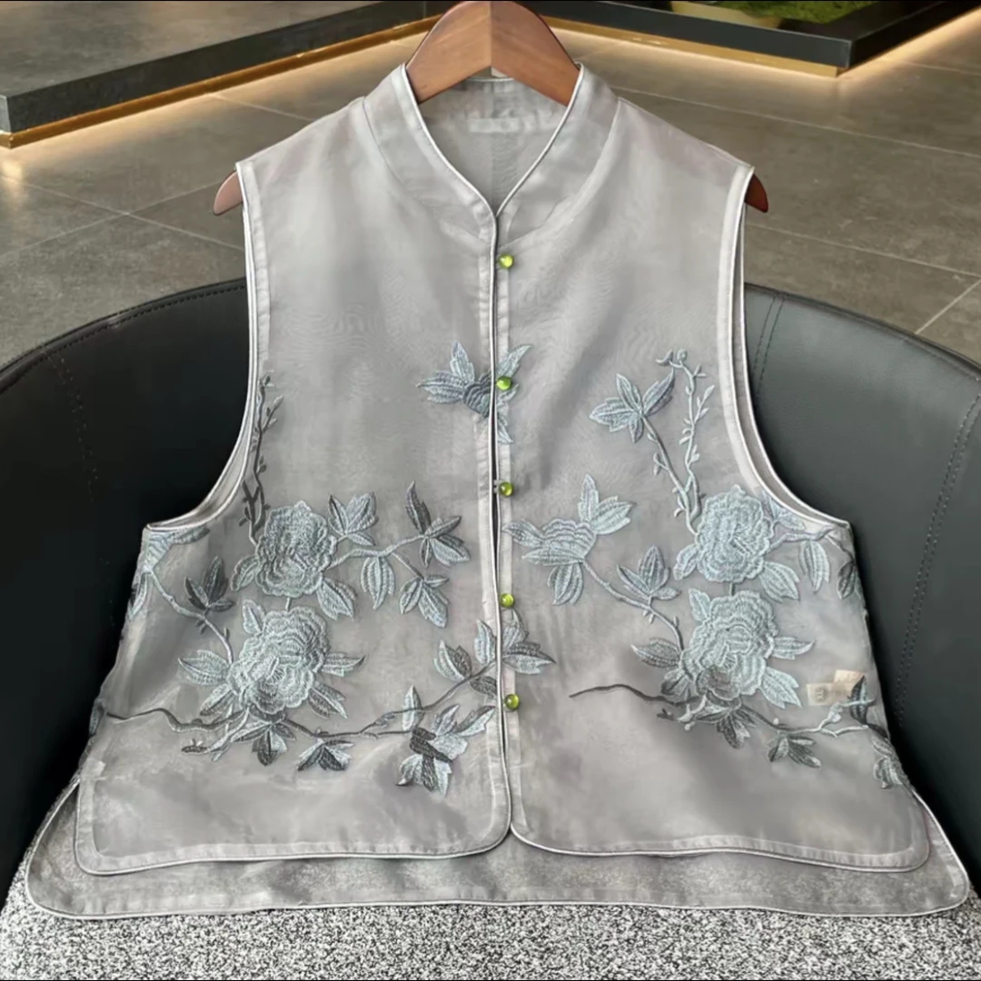 新中式复古重工绣花轻奢定制款改良国风百搭马夹外套女-06