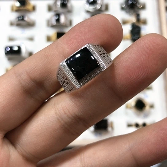 翡翠戒指未镶嵌缅甸天然A货墨翠戒指