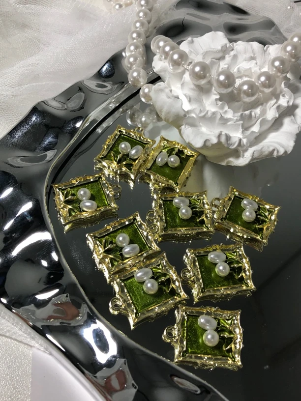 雨宝严选· DIY  P428 （C款）油画金绿色吊坠DIY