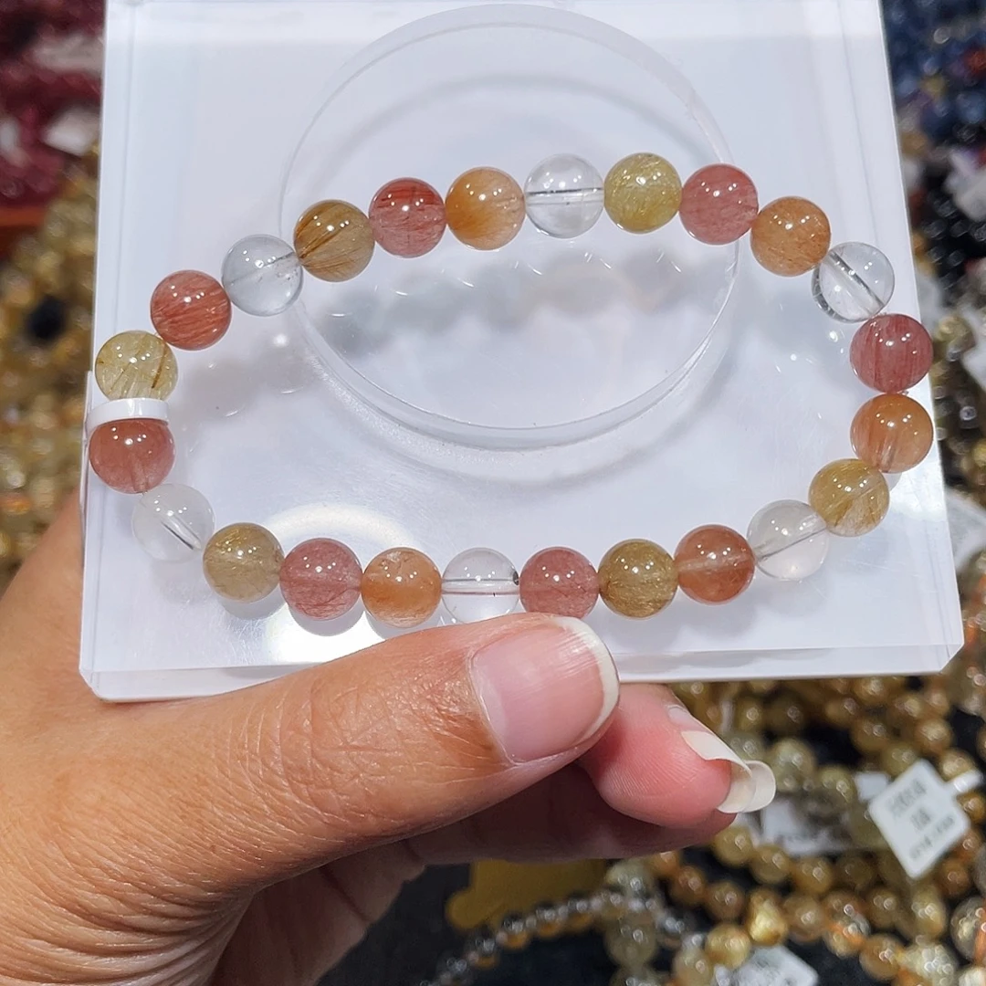 手串未镶嵌水晶彩兔毛8m