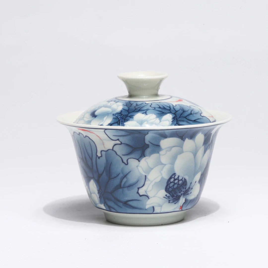 【非遗茶空间】荷趣莲莲二才盖碗 中式瓷杯茶道茶具