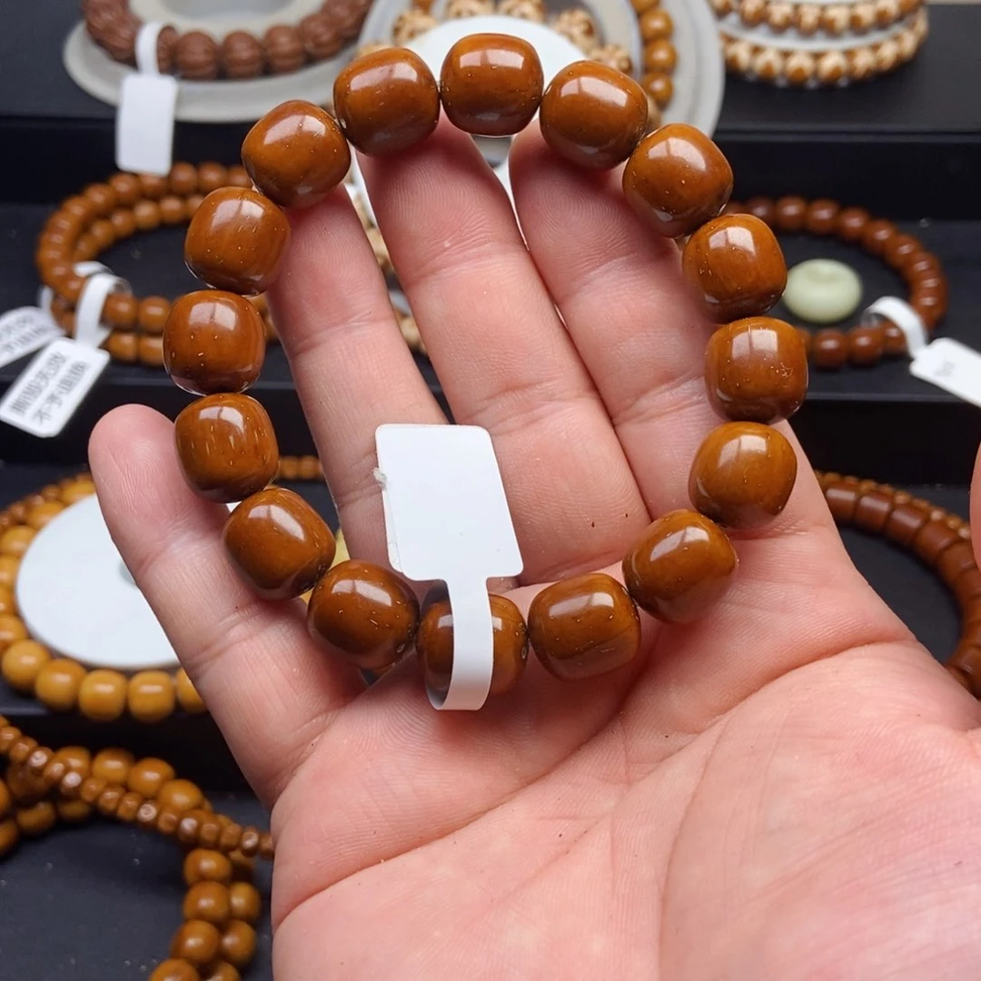 紫金鼠手串13mm精品近实心桶珠