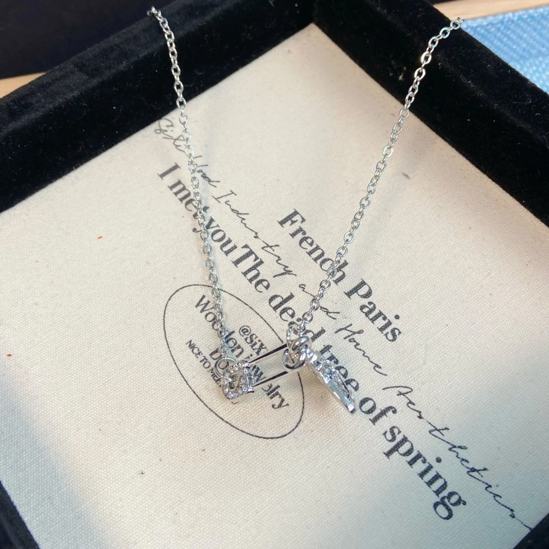 钛钢项链 别针项链-263  新款经典简约气质小众复古百搭款式