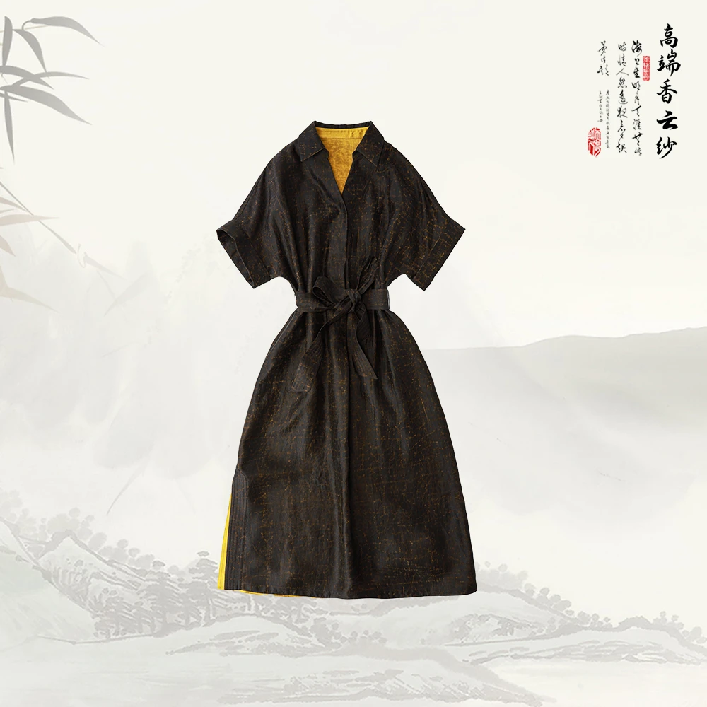 品牌新款圆领短袖简约收腰气质连衣裙529497