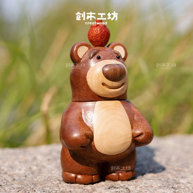 卡通小熊牙签筒餐厅可爱趣味搞笑摆件个性工艺品餐桌牙签盒