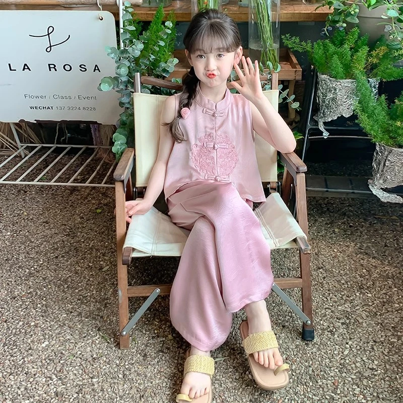 女童夏装套装2025新款洋气时髦儿童国风汉服中式两件套小女孩夏季