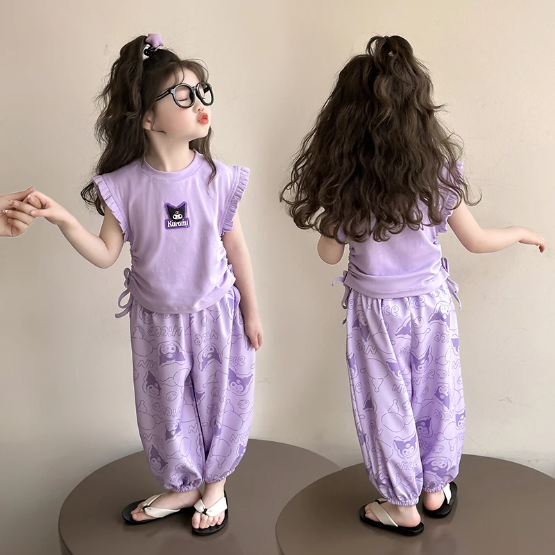 女童夏装库洛米无袖防蚊灯笼裤子套装女孩女宝2025夏季新款洋气