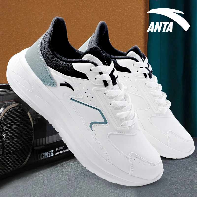 安踏男鞋流风白色透气跑步鞋冬季2025新款潮流百搭男士休闲运动鞋