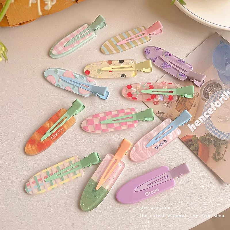 多巴胺彩色一字鸭嘴夹子前额刘海碎发发卡女后脑勺无痕小发夹头饰