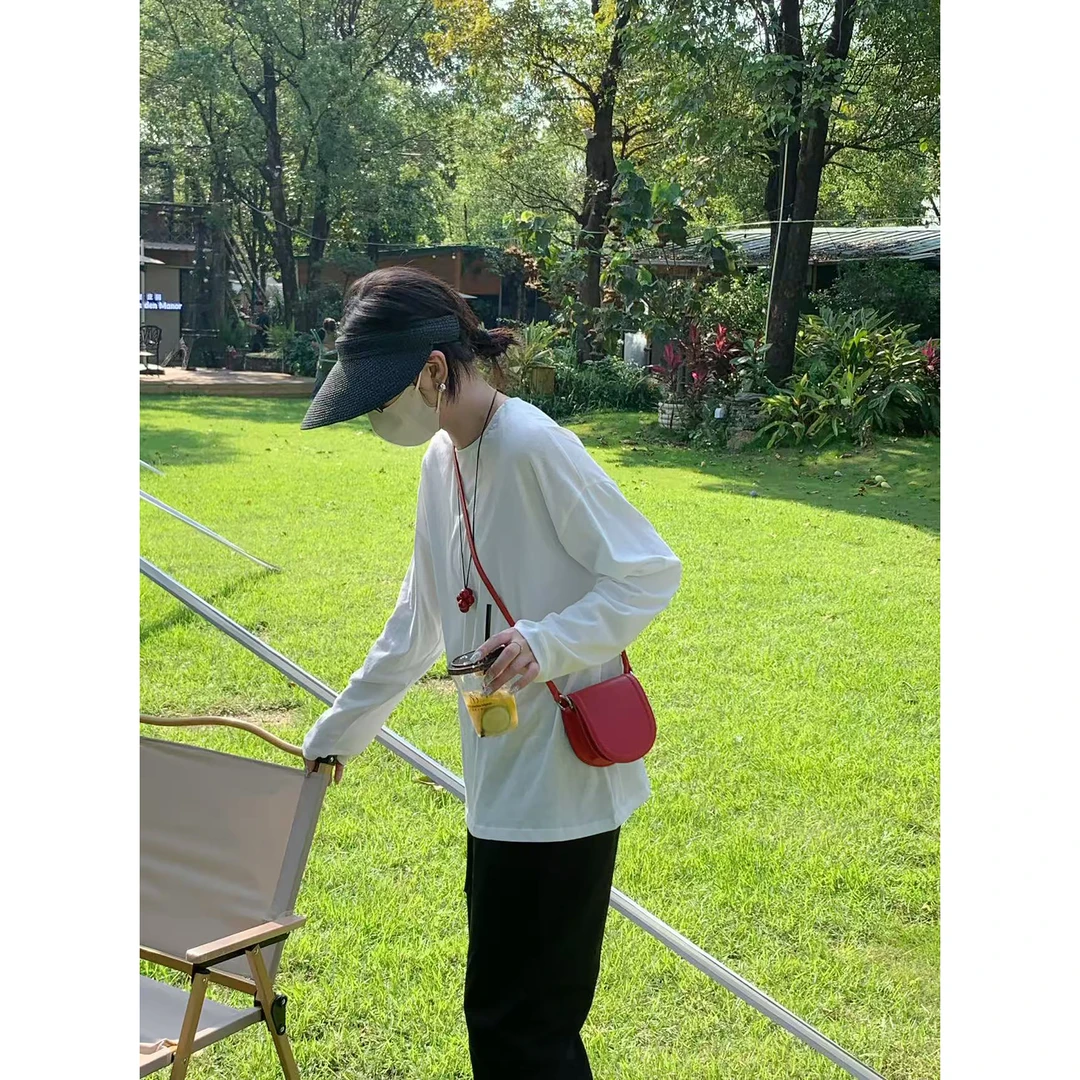 夏日新款薄款防晒长袖T恤女慵懒风宽松休闲时尚上衣韩版洋气百搭