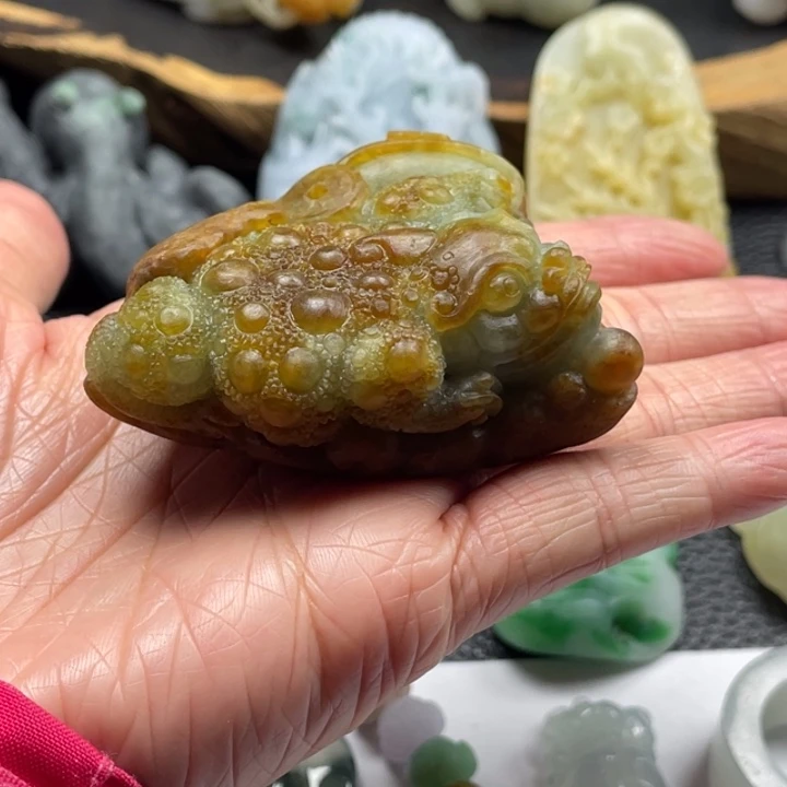 颖***哥定制翡翠未镶嵌金蟾