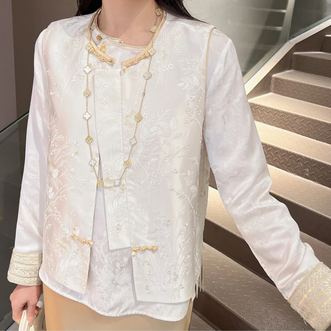 《ELFBOX》《五谷丰登》时尚中国风气质新中式简约百搭刺绣马甲1093