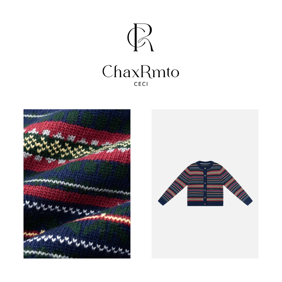 ChaxRmto 2025春季“费尔岛”单排扣针织开衫百搭上衣 斯斯SC1C2721