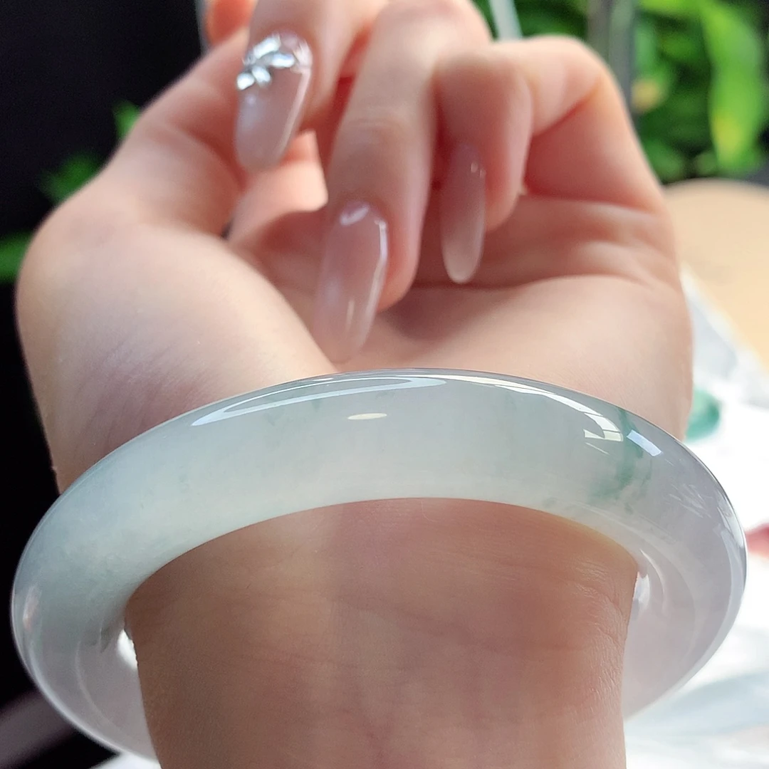 未镶嵌手镯翡翠天然A货翡翠56-57至纯至净 白富美28号