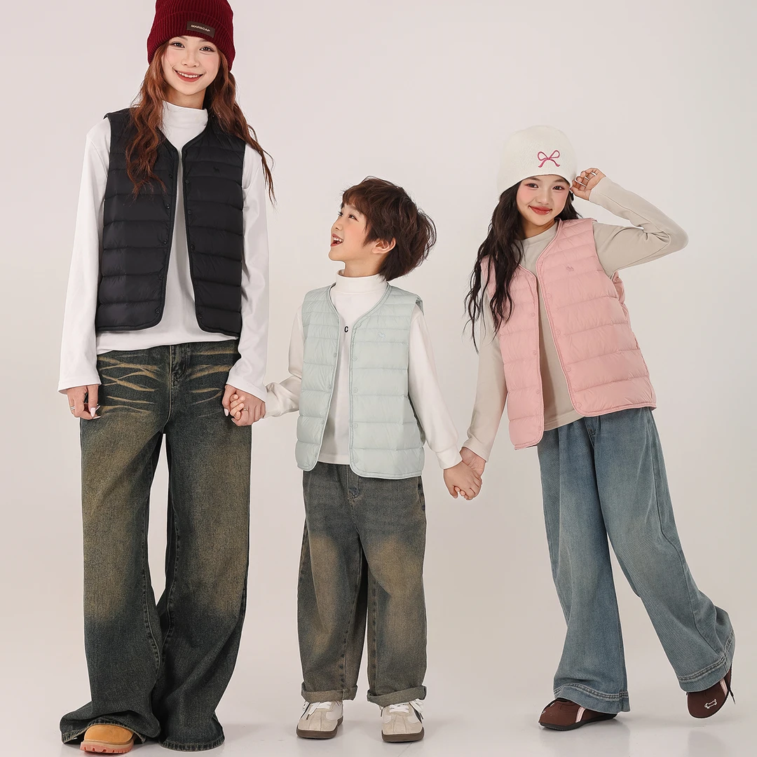 北内亲子装羽绒服马甲轻薄款男女童秋冬内搭校服神器儿童宝宝背心