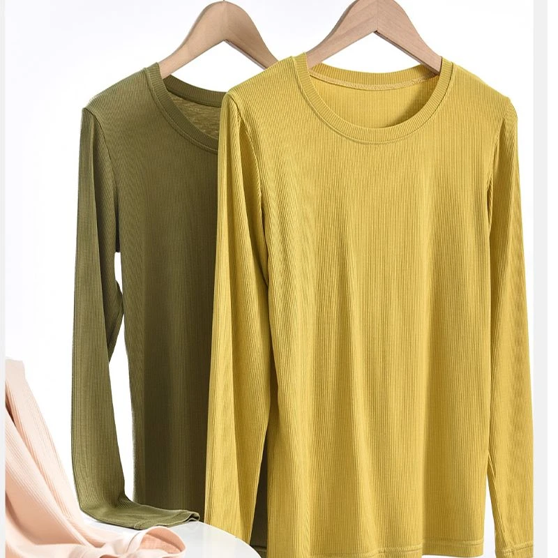 【宅】罗纹长袖圆领舒适百搭T恤内搭时尚LS24B13