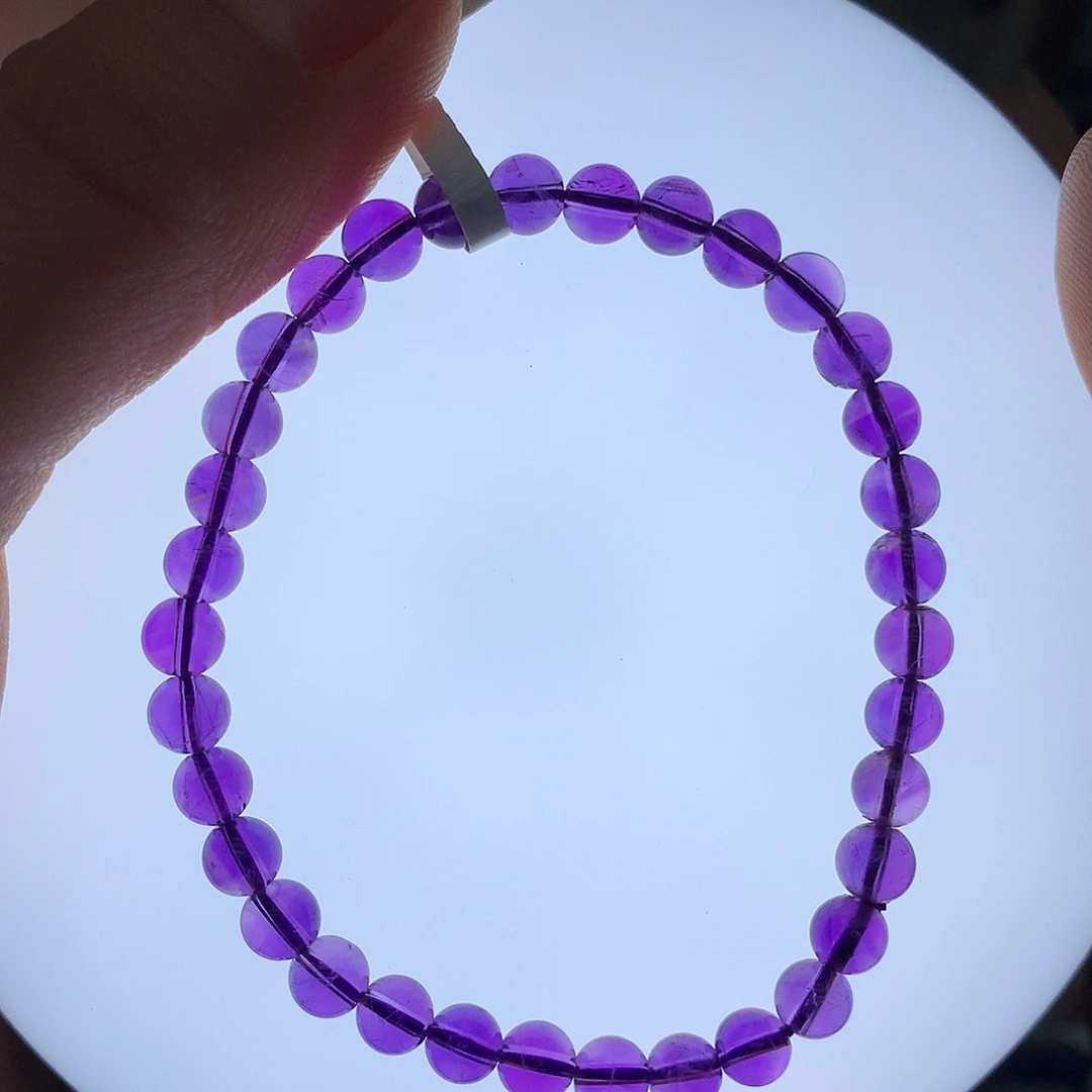 紫晶未镶嵌珠宝半成品L 乌拉圭手串5mm