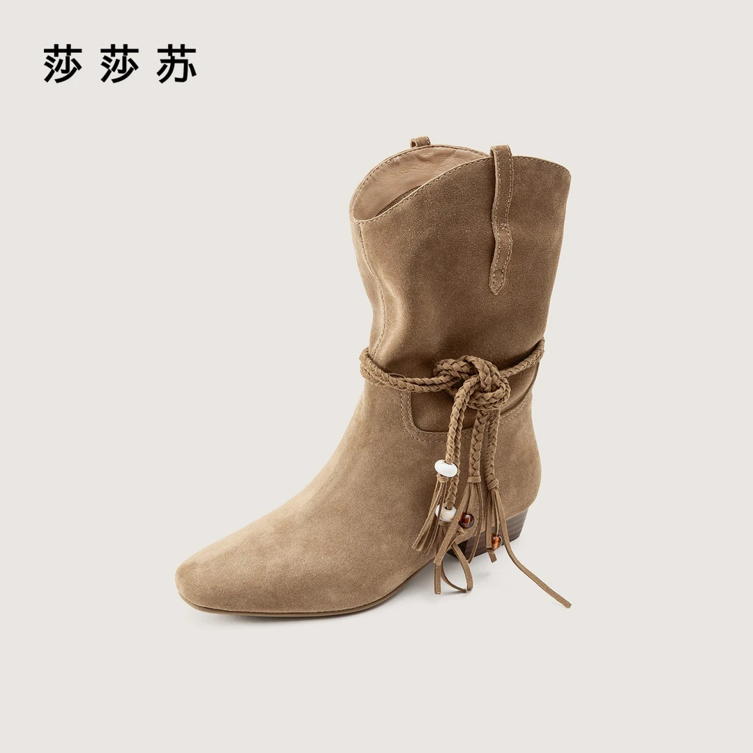 [自由牧歌]莎莎苏秋冬新款波嬉风流苏西部靴两穿骑士靴ZA65703-43