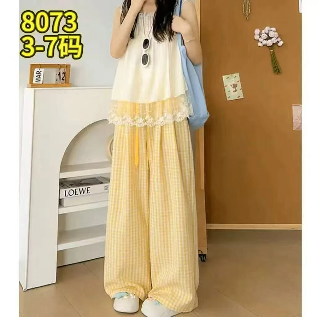 韩系蓬蓬花苞裙格子衬衫吊带女胖mm2025春夏新款显瘦宽松大码女装