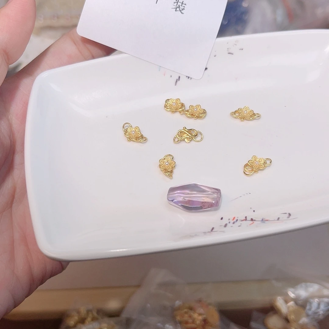 水晶珠宝半成品银S925镀金镶嵌132