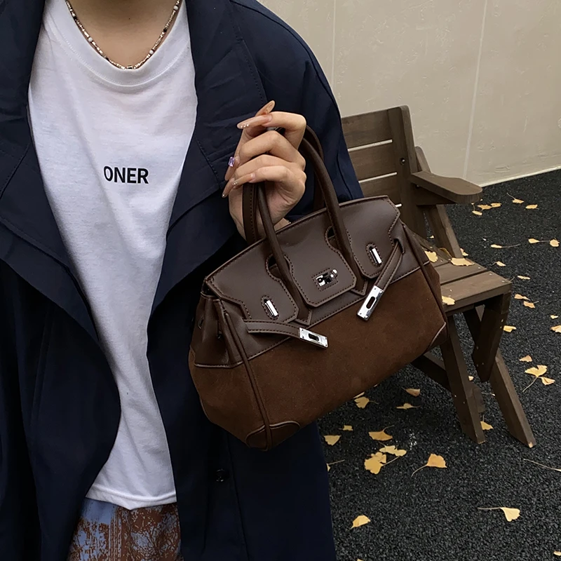 单肩老钱风斜挎包跨境风潮韩版锁扣时尚欧美风复古百搭小众肩包