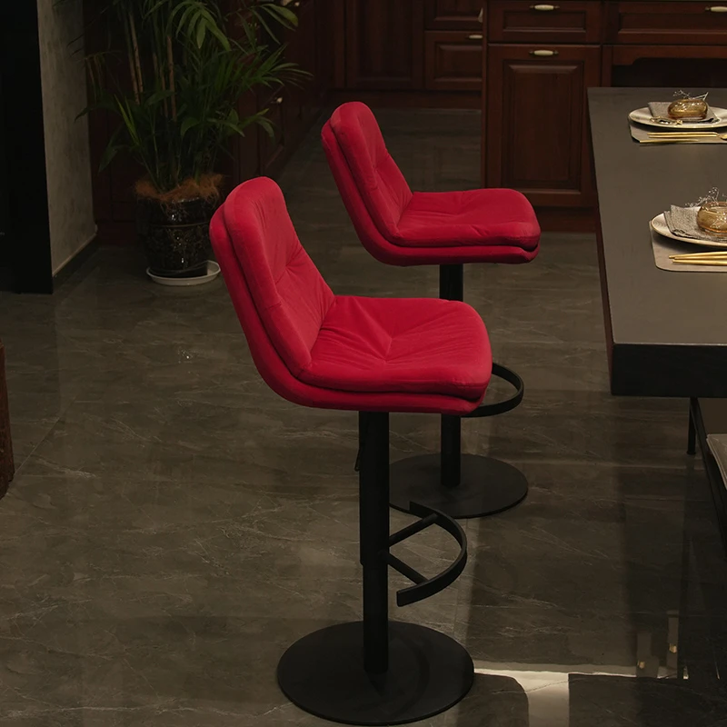 现代简约吧台椅升降轻奢岛台椅子旋转高脚凳家用靠背酒吧椅子吧凳