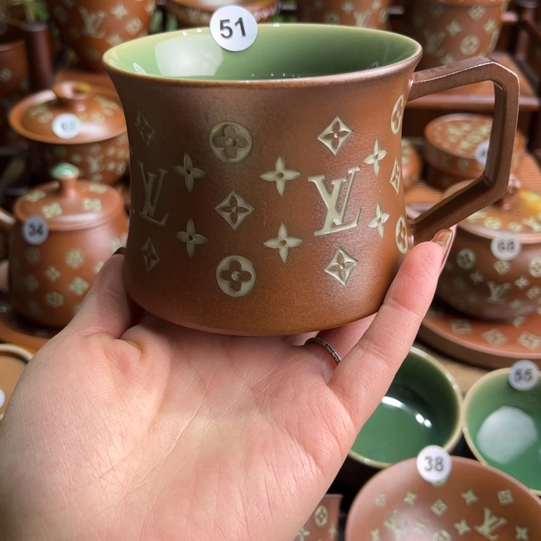 寿***苗草木灰老花咖啡杯