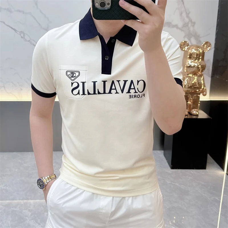 男士polo衫2025夏季新款欧货帅气字母百搭流行休闲翻领短袖T恤潮