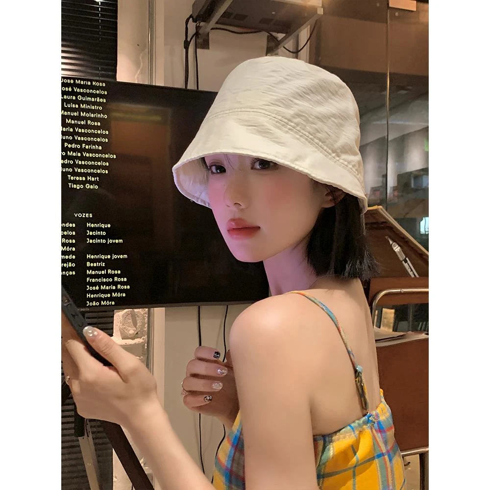 2025新款日系渔夫帽女夏季休闲薄款大帽檐显脸小防晒遮阳水桶帽子