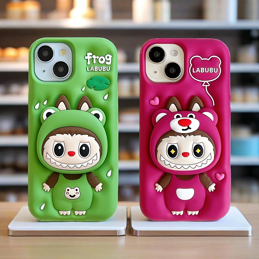 苹果|青蛙拉布布支架可爱草莓熊适用iPhone17卡通可爱硅胶手机壳