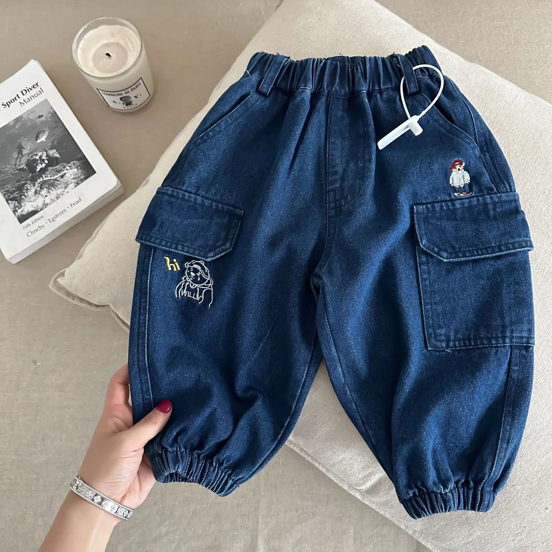 牛仔裤春款2025春款新品男童裤子长裤女童裤子宝宝牛仔裤